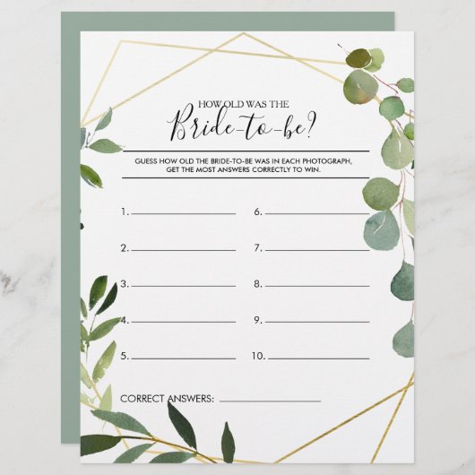 Wie alt war das Brautparty-Spiel? (Vorne/Hinten)