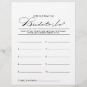 Wie alt war das Brautparty-Spiel? (Vorderseite)