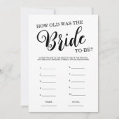 Wie alt war das Bride Brautparty Game? Einladung (Vorderseite)