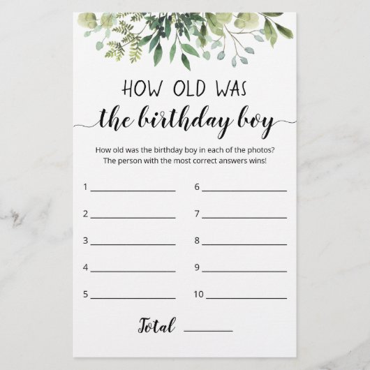 Wie alt war das Geburtstagsspiel? (Vorderseite)