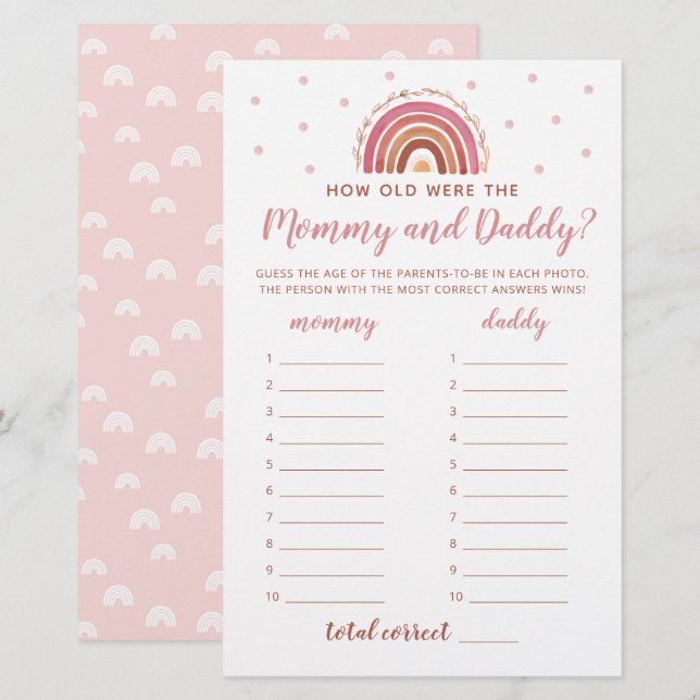 Wie alt war das Mommy & Daddy Game Boho Regenbogen (Vorne/Hinten)