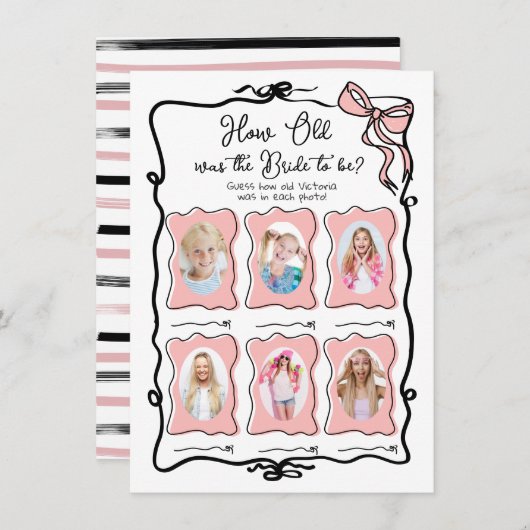 Wie alt war das Spiel Bridal Hand Drawn Bow Bridal Einladung (Vorne/Hinten)