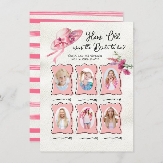 Wie alt war das Spiel von Bridge Derby Pink Hat Br Einladung (Vorne/Hinten)