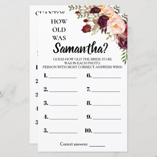 Wie alt war ihr Brautparty englisch spanisch (Vorne/Hinten)