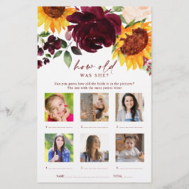 Wie alt war ihr Foto Sonnenblumen Brautparty Game