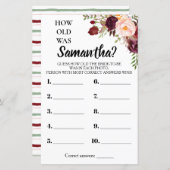 Wie alt war She Marsala Blume Brautparty Game (Vorne/Hinten)