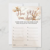 WIE ALT WAR SIE Baby Shower Game Niedlich Bear Einladung (Vorderseite)