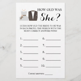 Wie alt war sie? Bridge & Groom Game Card Flyer