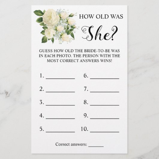 Wie alt war sie? White Rose Game Card Flyer (Vorne)