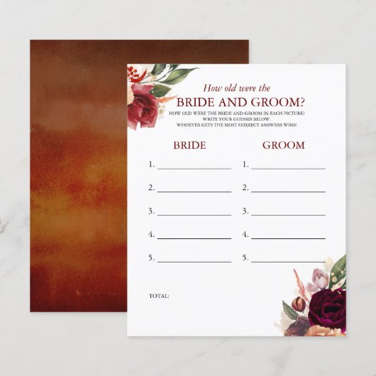 Wie alt waren die BRIDE und das Game (Vorne/Hinten)
