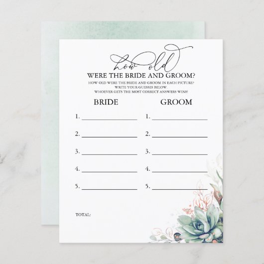 Wie alt waren die BRIDE und das Game (Vorne/Hinten)