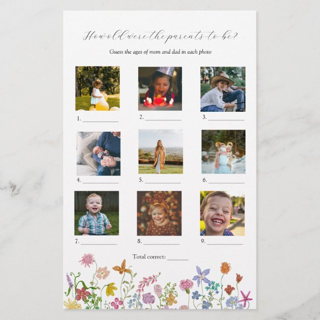 Wie alt waren sie Baby Shower Spiel (Vorderseite)