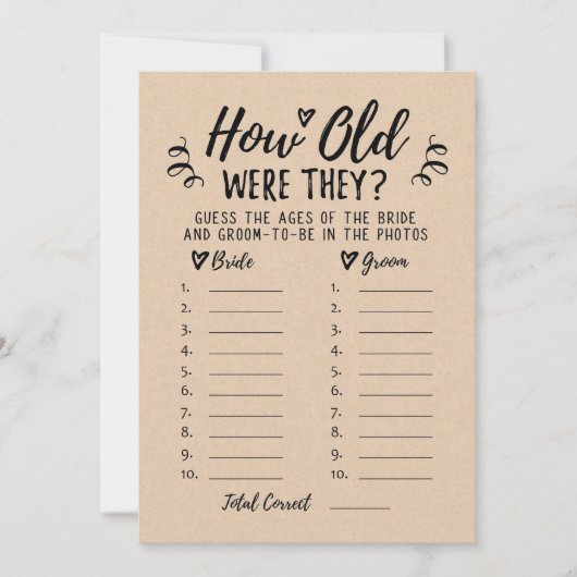 Wie alt waren sie Brautparty oder Hen Party Card Einladung (Vorderseite)