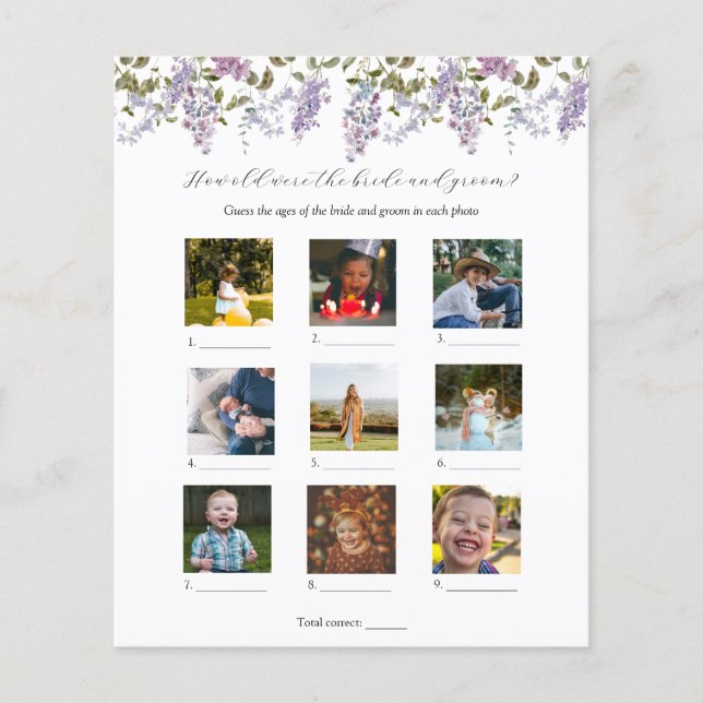 Wie alt waren sie Brautparty-Spiel (Vorderseite)