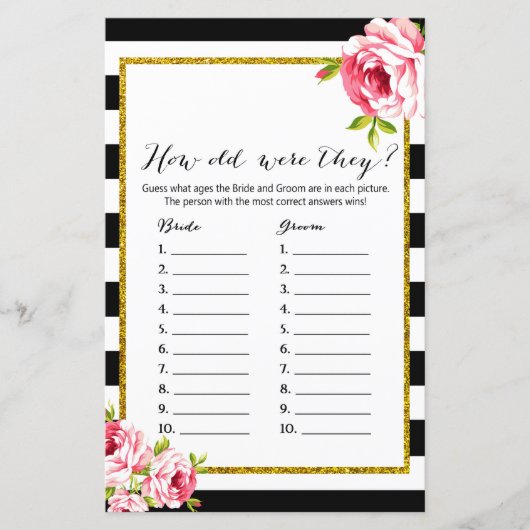 Wie alt waren sie - Brautparty-Spiel (Vorderseite)
