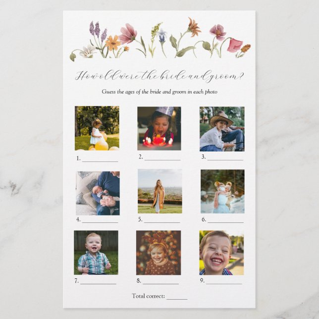 Wie alt waren sie Brautparty-Spiel (Vorderseite)