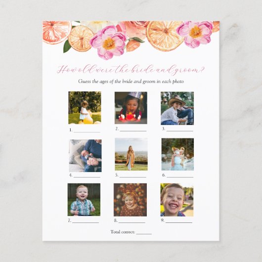 Wie alt waren sie Brautparty-Spiel (Vorderseite)