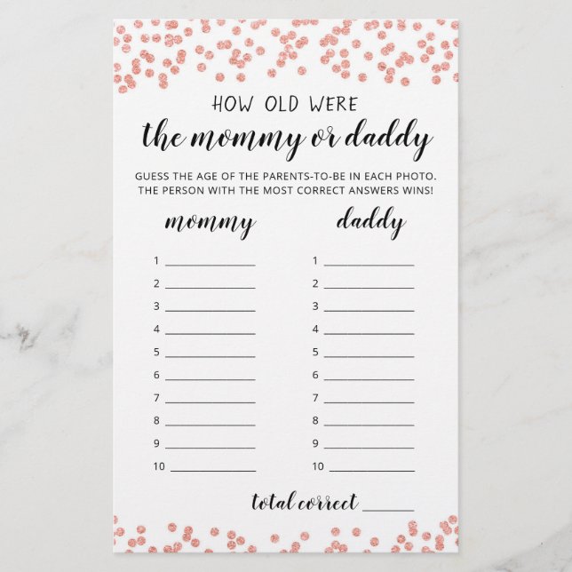 Wie alt waren sie das Baby Shooter Party Spiel? (Vorderseite)