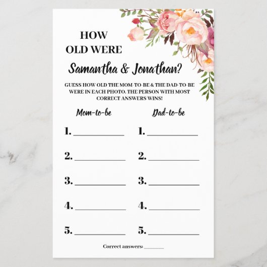 Wie alt waren sie duschen zweisprachige rosa Spiel Flyer (Vorne)