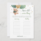 Wie alt waren sie so alt wie sie Baby Dusche Teddy Einladung (Vorderseite)