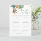 Wie alt waren sie so alt wie sie Baby Dusche Teddy Einladung (Stehend Vorderseite)