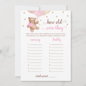 Wie alt waren sie so alt wie sie Baby Dusche Teddy Einladung (Vorderseite)