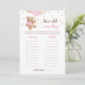 Wie alt waren sie so alt wie sie Baby Dusche Teddy Einladung (Stehend Vorderseite)