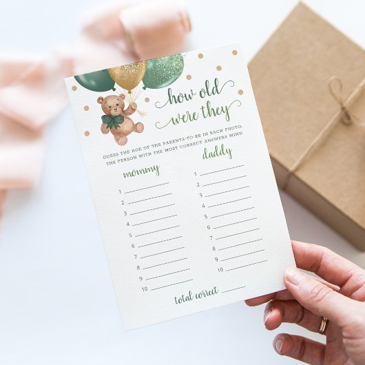 Wie alt waren sie so alt wie sie Baby Dusche Teddy Einladung