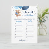 Wie alt waren sie so alt wie sie Baby Dusche Teddy Einladung (Stehend Vorderseite)