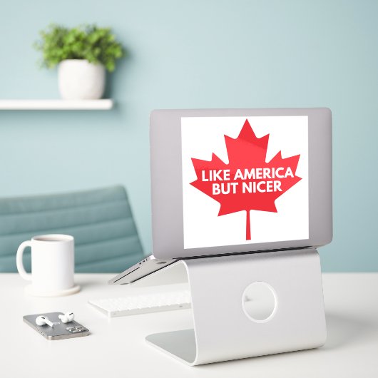 Wie Amerika, aber Nicer Vinyl Sticker (Laptop auf Schreibtisch)