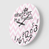 Wie auch immer, ich bin eine Prinzessin - rosa und Große Wanduhr (Winkel)