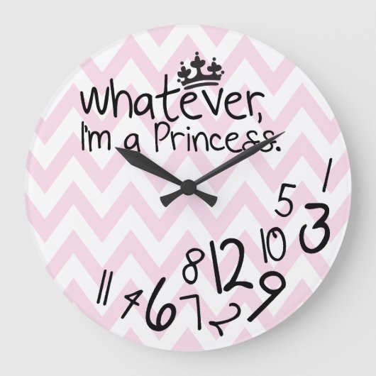 Wie auch immer, ich bin eine Prinzessin - rosa und Große Wanduhr (Vorderseite)