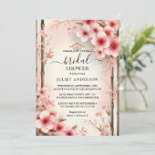 Wie Bamboo Pink Sakura Cherry Blossom Brautparty Einladung (Stehend Vorderseite)