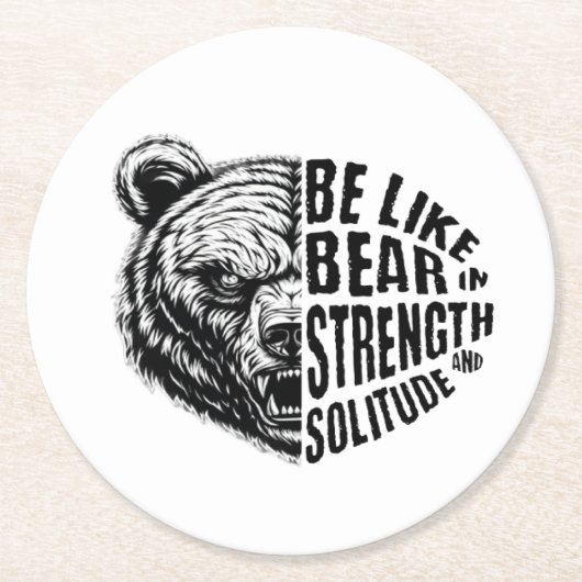Wie Bär in Stärke und Einsamkeit Runder Pappuntersetzer (Vorderseite)