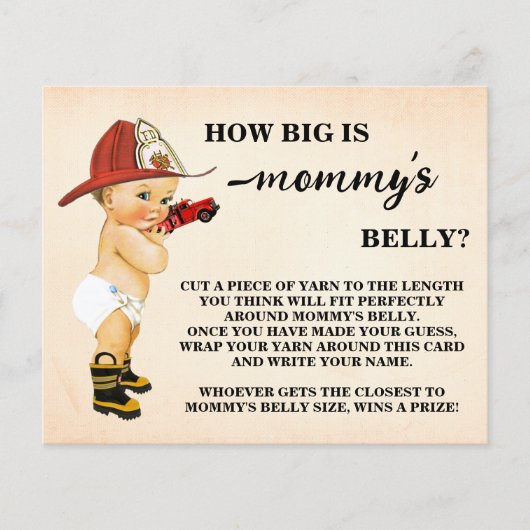 Wie Big Mommy's Bauch Firefighter Shower Game Card Flyer (Vorne)