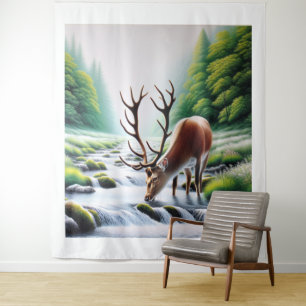 Wie das Hirsch spinnt Wandteppich