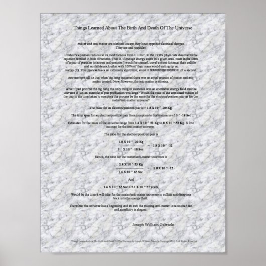 Wie das Universum geboren war und die Poster (Vorne)