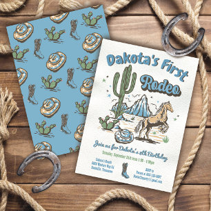 Wie der Westen ein Cowboy-Geburtstagskind Blue Inv Einladung