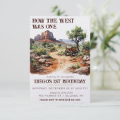 Wie der Westen eins war! Cowboy als erster Geburts Einladung (Stehend Vorderseite)