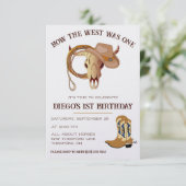 Wie der Westen eins war! Cowboy als erster Geburts Einladung (Stehend Vorderseite)