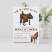 Wie der Westen eins war! Cowboy First Rodeo Birthd Einladung (Stehend Vorderseite)