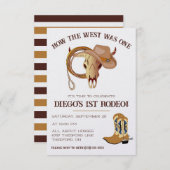 Wie der Westen eins war! Cowboy First Rodeo Birthd Einladung (Vorne/Hinten)