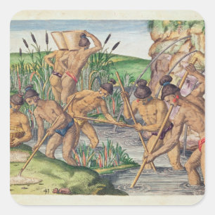 Wie die Amerikanische Ureinwohner Gold aus den Str Quadratischer Aufkleber