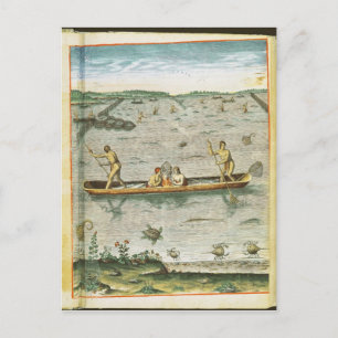 Wie die Amerikanische Ureinwohner ihren Fisch fang Postkarte