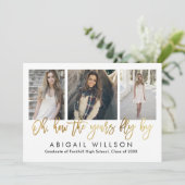 "Wie die Jahre fliegen" Gold Script Graduation Par Einladung (Stehend Vorderseite)