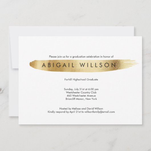 "Wie die Jahre fliegen" Gold Script Graduation Par Einladung (Rückseite)