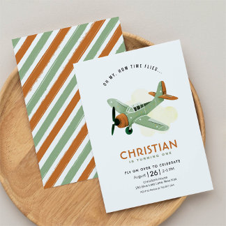 Wie die Zeit fliegt Flugzeug Geburtstag Einladung