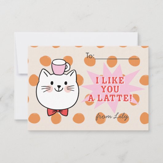 Wie du eine Latte Cat Kids' Valentine Day Card Mitteilungskarte (Vorderseite)