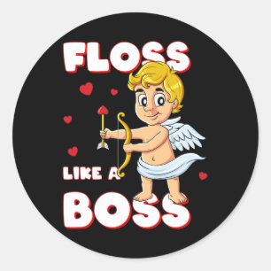 Wie ein Boss Cupid Valentinstag Boys Girls Runder Aufkleber