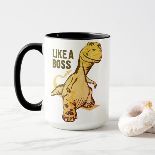 Wie ein Boss-Dinosaurier-Meme| Grunge Tasse (Mit Donut)